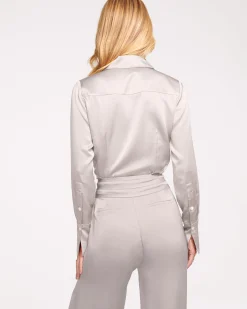 Fashion Ramy Brook Victoria Silk Button Down Blouse Sandstone