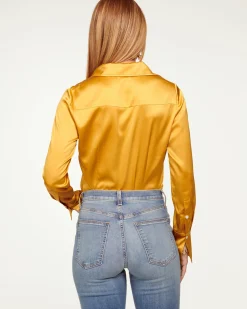 Fashion Ramy Brook Victoria Silk Button Down Blouse Sandstone