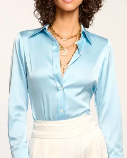 Best Ramy Brook Victoria Silk Button Down Blouse
