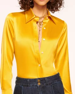 Best Ramy Brook Victoria Silk Button Down Blouse