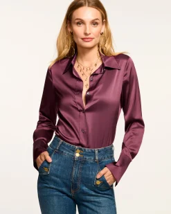 Best Ramy Brook Victoria Silk Button Down Blouse