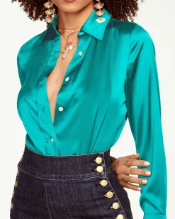 Best Ramy Brook Victoria Silk Button Down Blouse