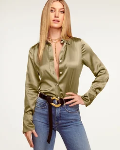 Best Ramy Brook Victoria Silk Button Down Blouse