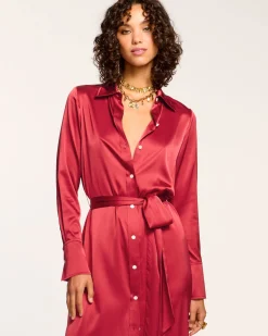 Fashion Ramy Brook Victoria Silk Button Down Midi Dress