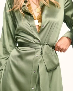 Fashion Ramy Brook Victoria Silk Button Down Midi Dress
