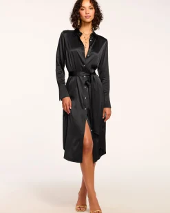 Fashion Ramy Brook Victoria Silk Button Down Midi Dress