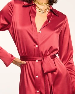 Fashion Ramy Brook Victoria Silk Button Down Midi Dress