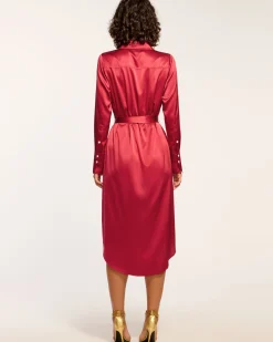 Fashion Ramy Brook Victoria Silk Button Down Midi Dress