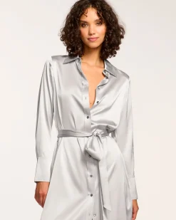 Fashion Ramy Brook Victoria Silk Button Down Midi Dress
