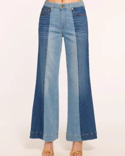 New Ramy Brook Vinnie Wide Leg Two-Tone Jean Tonalwash