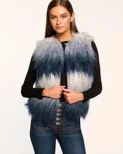 Fashion Ramy Brook Walter Faux Fur Vest Navyombre