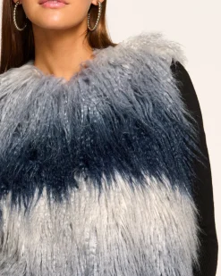 Fashion Ramy Brook Walter Faux Fur Vest Navyombre