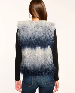 Fashion Ramy Brook Walter Faux Fur Vest Navyombre