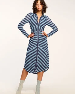 Hot Ramy Brook Wyatt Button Down Knit Maxi Dress Bluestripe
