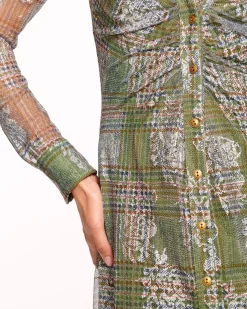 Online Ramy Brook Wyatt Button Down Mesh Maxi Dress Sagetartan
