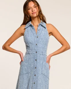 Sale Ramy Brook Yesenia Textured Denim Midi Dress Texturedwash