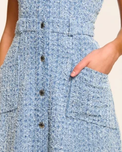 Sale Ramy Brook Yesenia Textured Denim Midi Dress Texturedwash