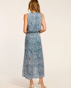 Sale Ramy Brook Yuka V-Neck Midi Dress Chambrayburnout